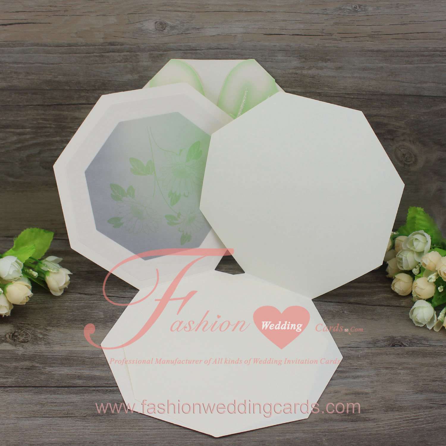 Green Unique Marriage Invitation Card